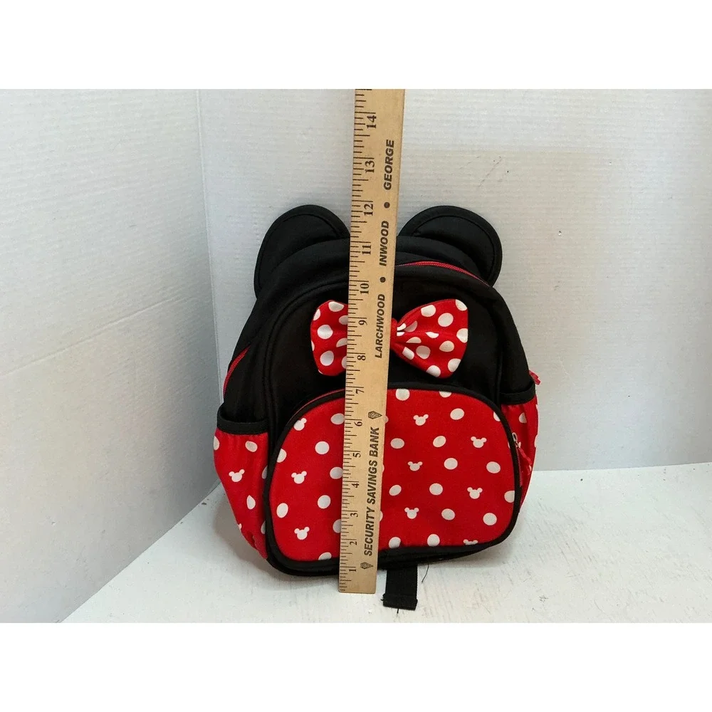 Minnie Mouse Style Mini Backpack Polka Dot Bow Ears Red Black Small Travel Bag